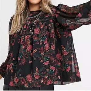 Topshop Paisley Pintuck Blouse